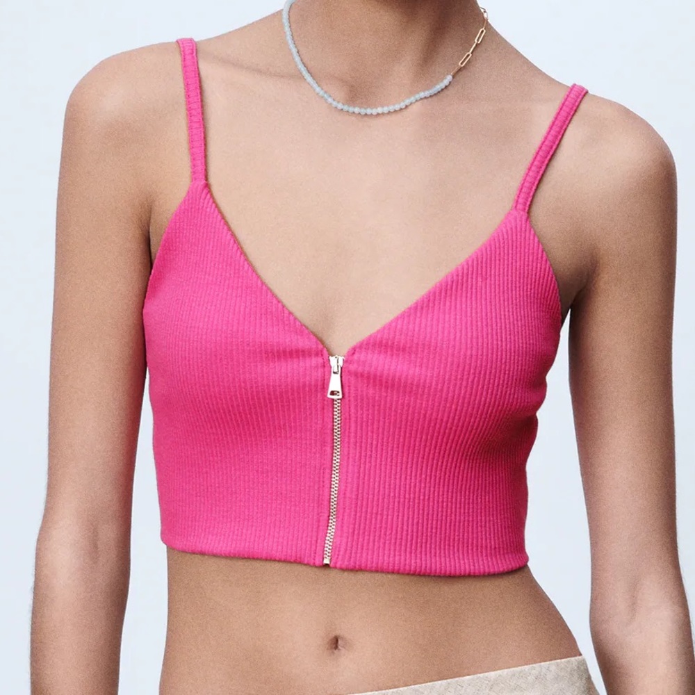 Zara Zippered Rib Top
